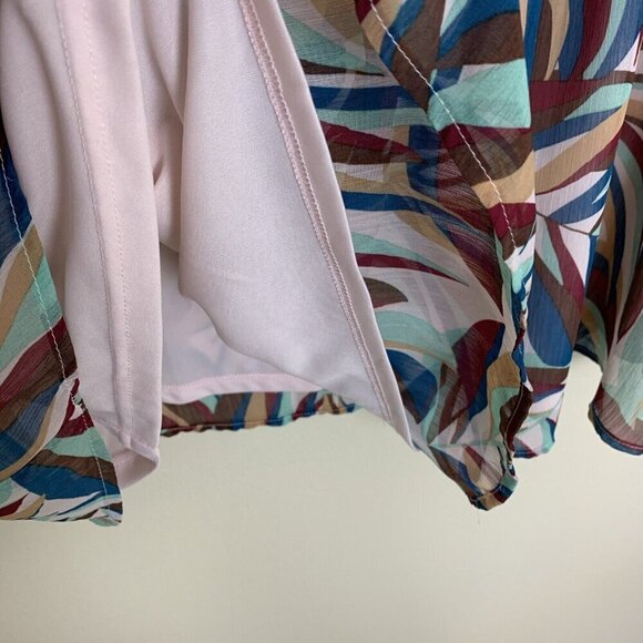 Lane Bryant Short Sleeve Blouse Lightweight Crochet Teal Brown Top Womens 18 20 - Picture 7 of 15